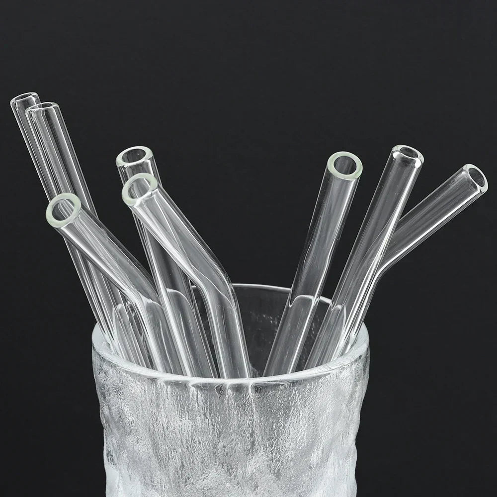 Straight Bend Straw Borosilicate Glass Straws Environmentally Friendly Reusable for Milkshakes Bar Accessories Straws with Brushes