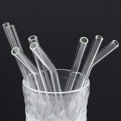 Straight Bend Straw Borosilicate Glass Straws Environmentally Friendly Reusable for Milkshakes Bar Accessories Straws with Brushes