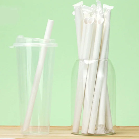 Corn Starch Disposable Straw 12mm White 100pcs