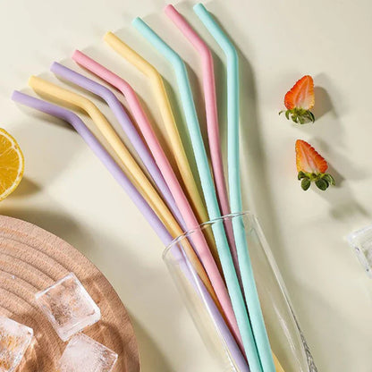 Silicone Straws Colourful Reusable 4pcs