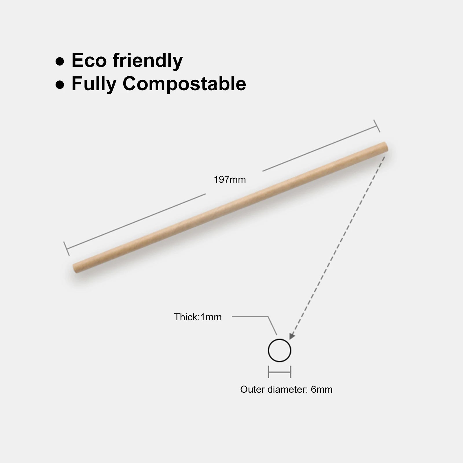 100 Pcs Eco Friendly Vintage Kraft Paper Disposable Straws