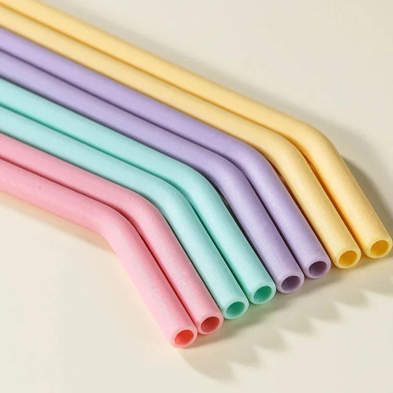 Silicone Straws Colourful Reusable 4pcs