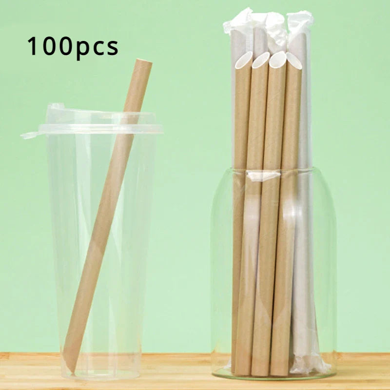 Corn Starch Disposable Straw 12mm White 100pcs