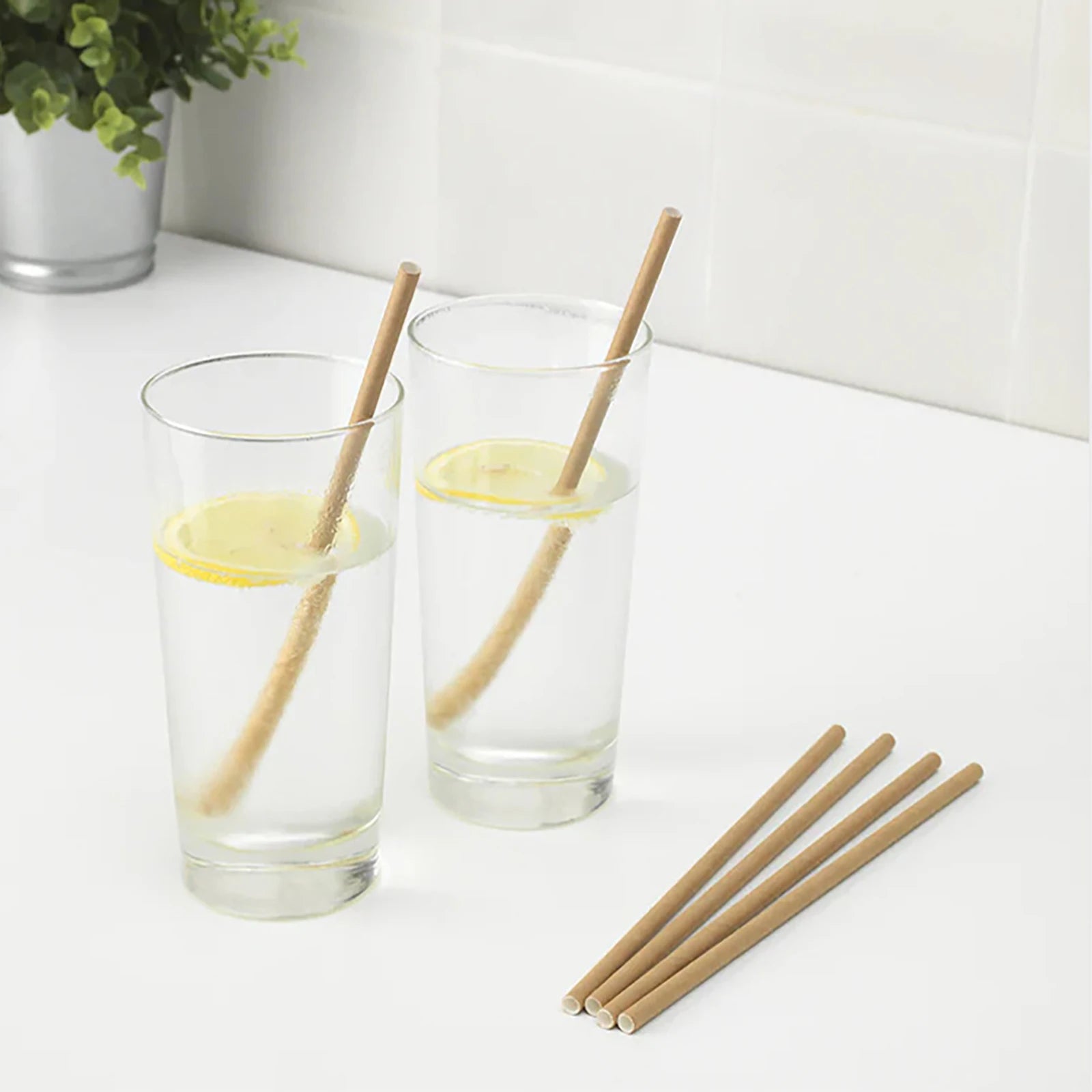 100 Pcs Eco Friendly Vintage Kraft Paper Disposable Straws