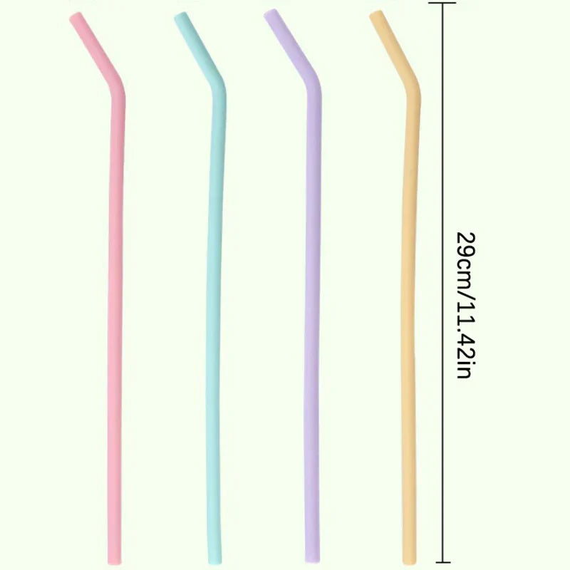 Silicone Straws Colourful Reusable 4pcs