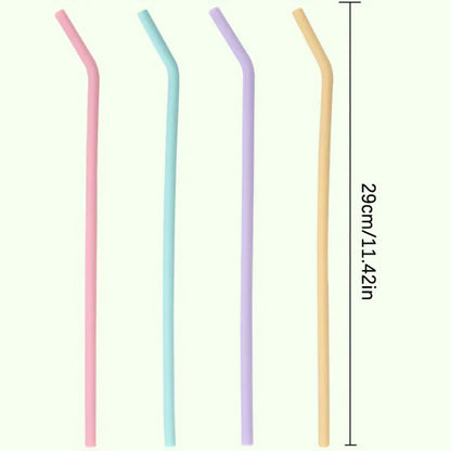 Silicone Straws Colourful Reusable 4pcs