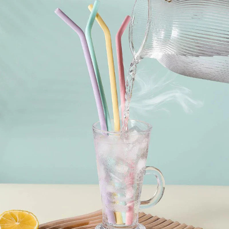 Silicone Straws Colourful Reusable 4pcs