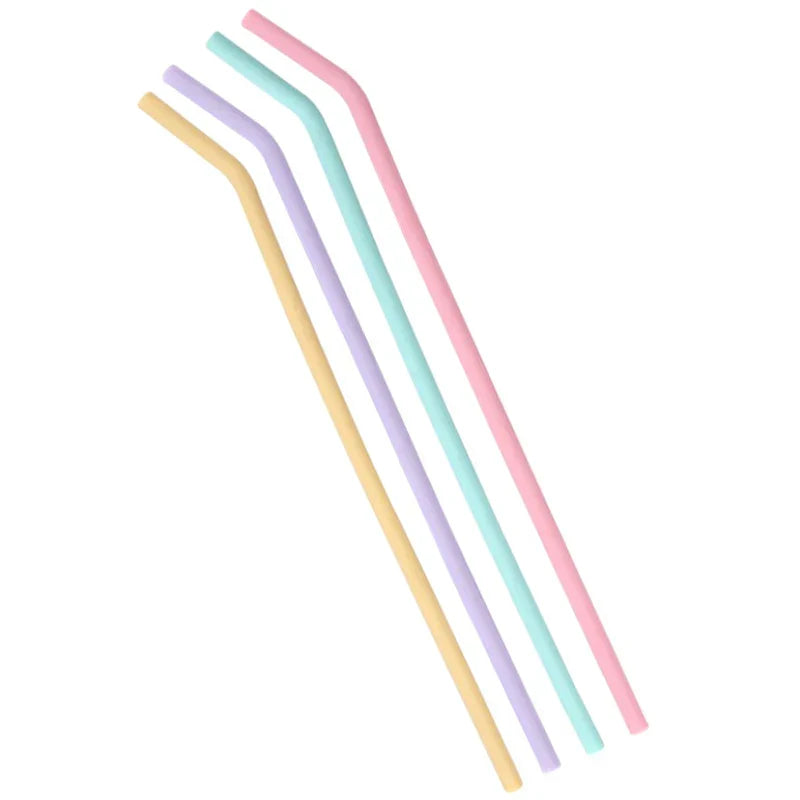 Silicone Straws Colourful Reusable 4pcs