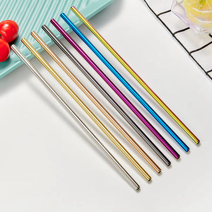 Premium 304 Stainless Steel Reusable Drinking Straws with Cleaning Brush - Eco-Friendly Cocktail Bar Accessory