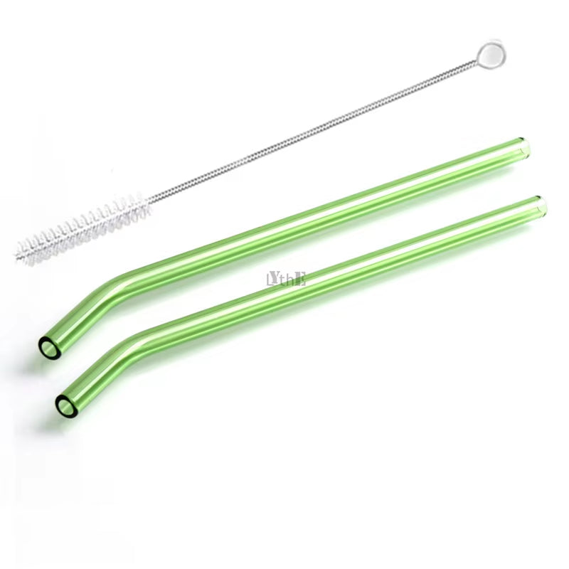 Vibrant 2-Pack Reusable Borosilicate Glass Straws - Perfect for Smoothies, Juices, Milkshakes, Coffee, and Cocktails!