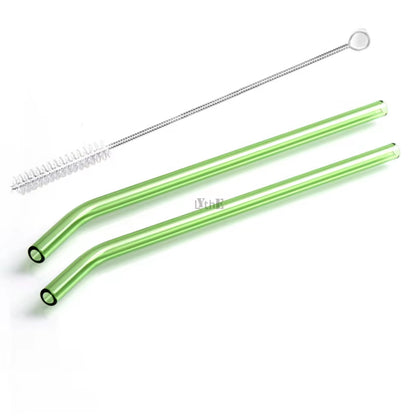 Vibrant Reusable Glass Straws - 2 Pack High Borosilicate Straws for Smoothies, Juices, Milkshakes, and Cocktails