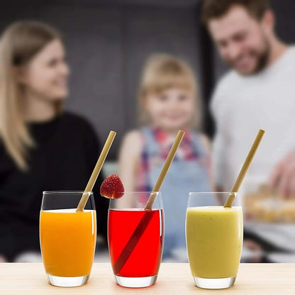 Set of 10 Eco-Friendly Reusable Bamboo Straws - Sustainable & Biodegradable Drinking Straws for Cocktails and Milkshakes