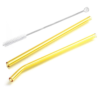 Vibrant 2-Pack Reusable Borosilicate Glass Straws - Perfect for Smoothies, Juices, Milkshakes, Coffee, and Cocktails!