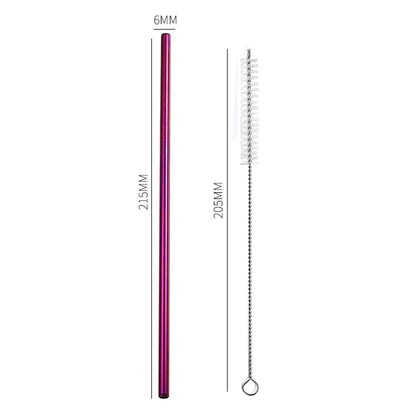 Premium 304 Stainless Steel Reusable Drinking Straws with Cleaning Brush - Eco-Friendly Cocktail Bar Accessory