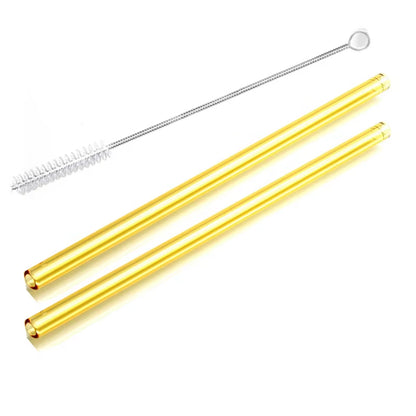 Vibrant 2-Pack Reusable Borosilicate Glass Straws - Perfect for Smoothies, Juices, Milkshakes, Coffee, and Cocktails!