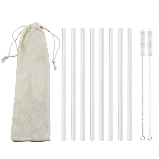 Straight Bend Straw Borosilicate Glass Straws Environmentally Friendly Reusable for Milkshakes Bar Accessories Straws with Brushes