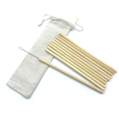 Reusable Drinking Straw 10PCS Bamboo Straw Set High Quality Eco-Friendly Straw with Cleaner Brush Bar Party Accessory