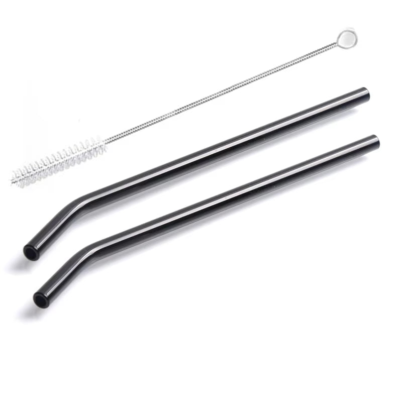 Vibrant Reusable Glass Straws - 2 Pack High Borosilicate Straws for Smoothies, Juices, Milkshakes, and Cocktails