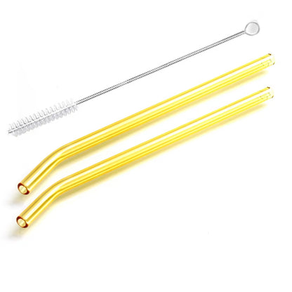 Vibrant 2-Pack Reusable Borosilicate Glass Straws - Perfect for Smoothies, Juices, Milkshakes, Coffee, and Cocktails!