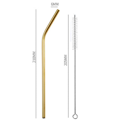 Premium 304 Stainless Steel Reusable Drinking Straws with Cleaning Brush - Eco-Friendly Cocktail Bar Accessory