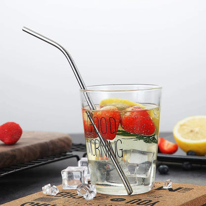 Eco-Friendly 8-Pack Stainless Steel Drinking Straws with Cleaner Brushes - Perfect for Cocktails and Bars!