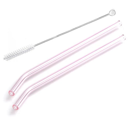 Vibrant 2-Pack Reusable Borosilicate Glass Straws - Perfect for Smoothies, Juices, Milkshakes, Coffee, and Cocktails!