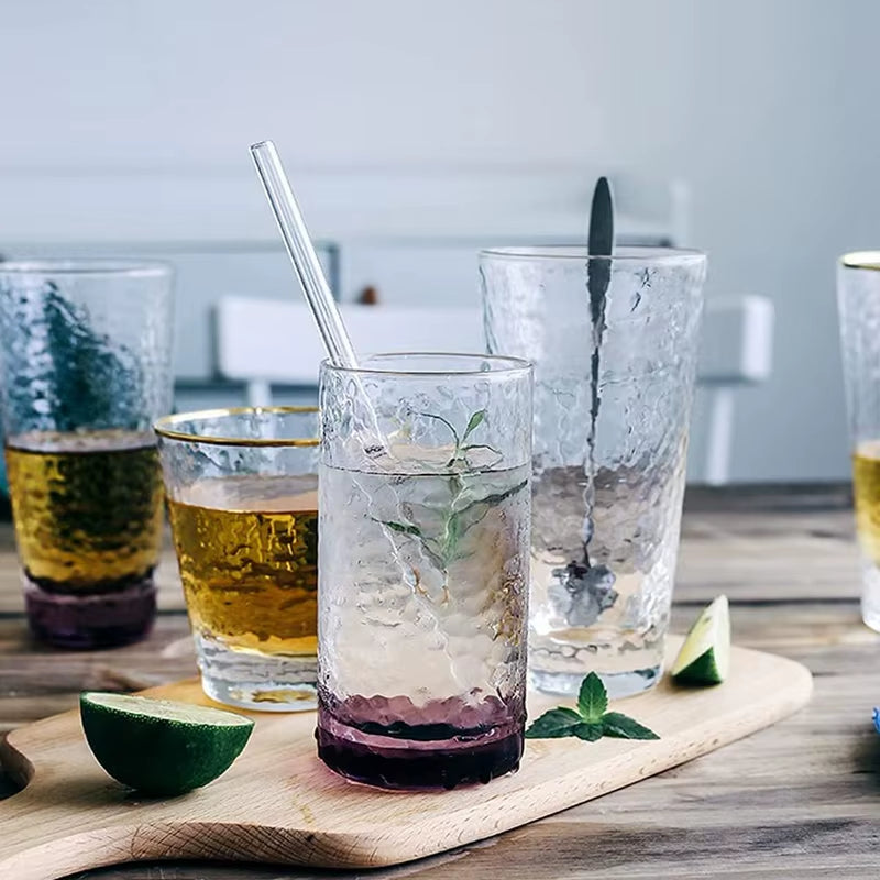 Vibrant 2-Pack Reusable Borosilicate Glass Straws - Perfect for Smoothies, Juices, Milkshakes, Coffee, and Cocktails!